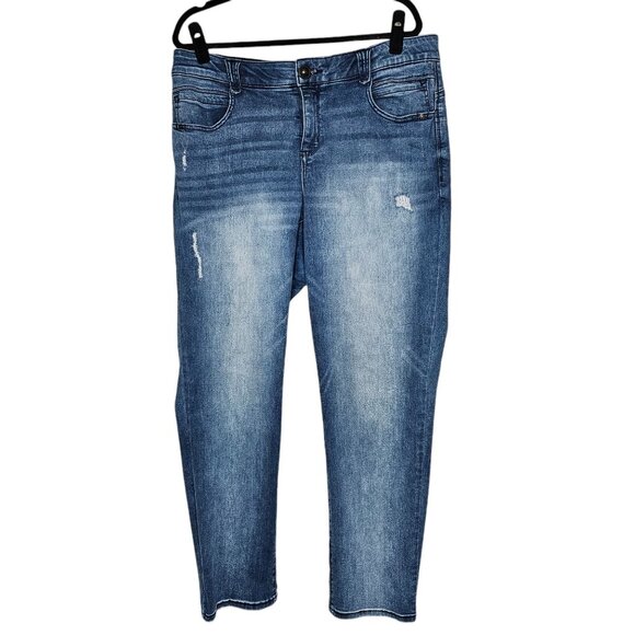 Democracy Denim - Democracy 18W Ab Solution Blue Booty Lift Straight Leg Jeans Distressed Slimming